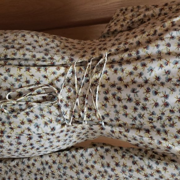 Vintage Long-Sleeved 90s Maxi Dress w/Lace-up Back - Picture 4 of 7